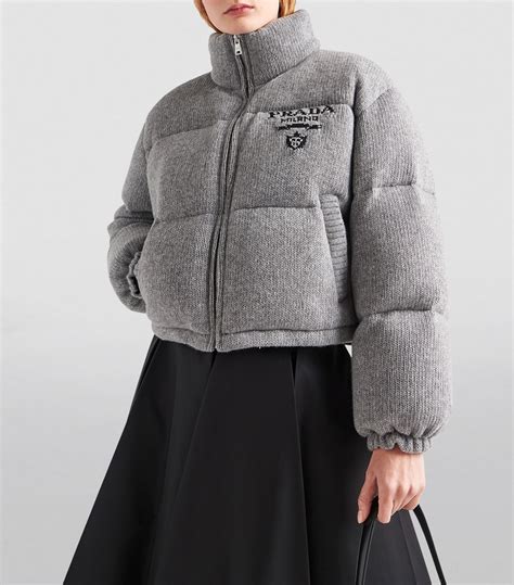 prada grey puffer jacket.